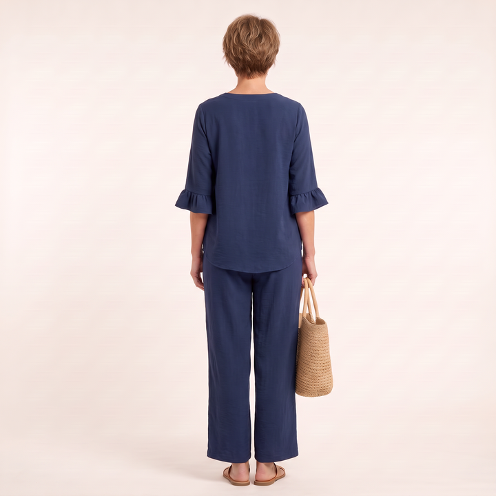 Elodie Ruffle Set Navy back