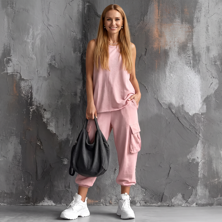 Zenara Two-Piece Set Pink front