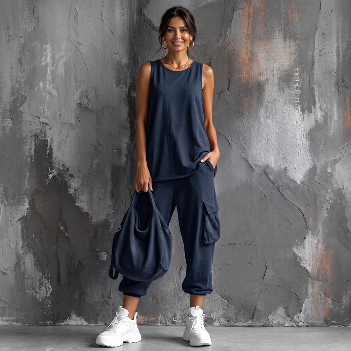 Zenara Two-Piece Set Navy Blue front