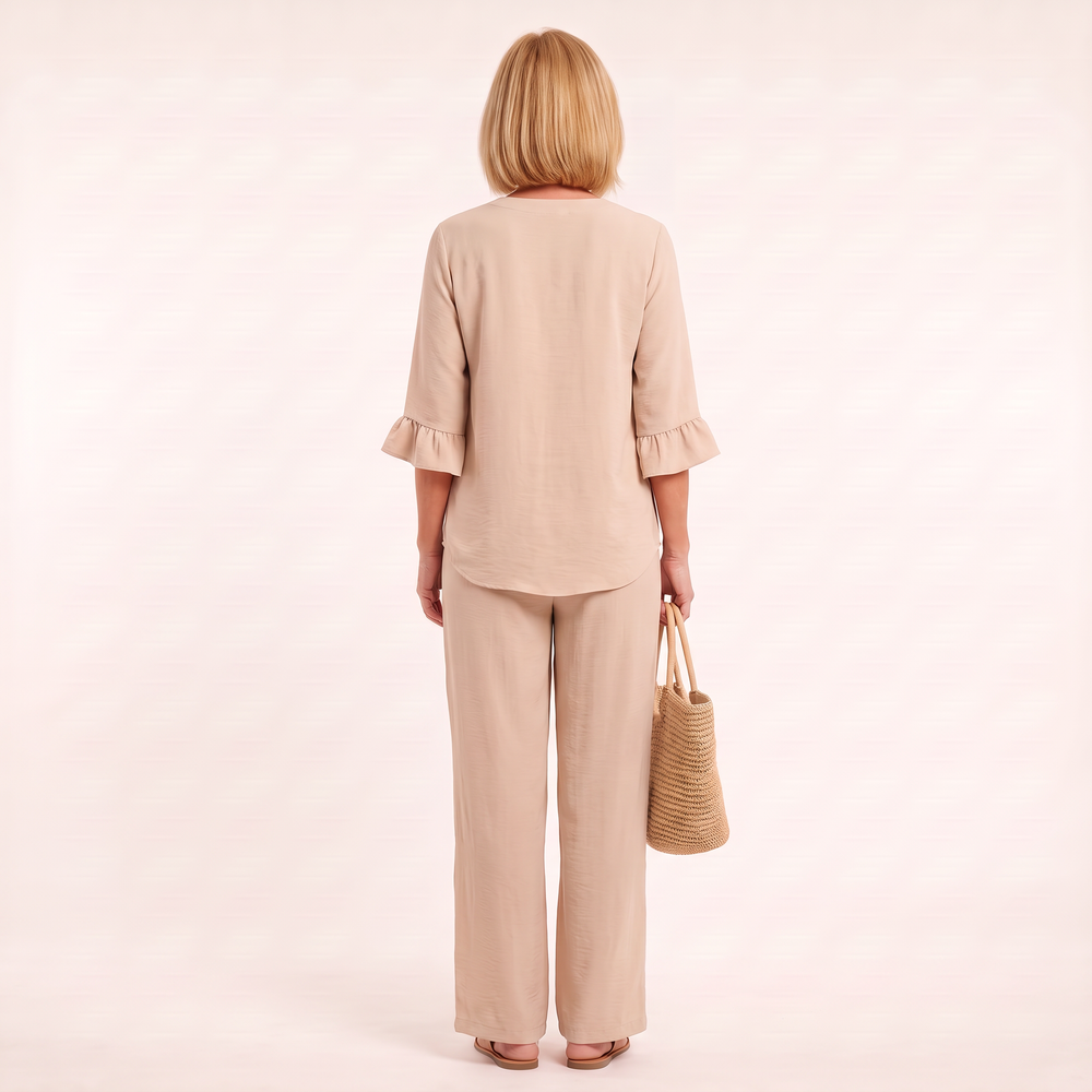Elodie Ruffle Set Beige back