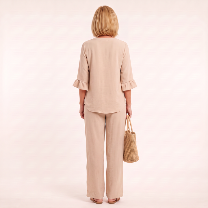 Elodie Ruffle Set Beige back