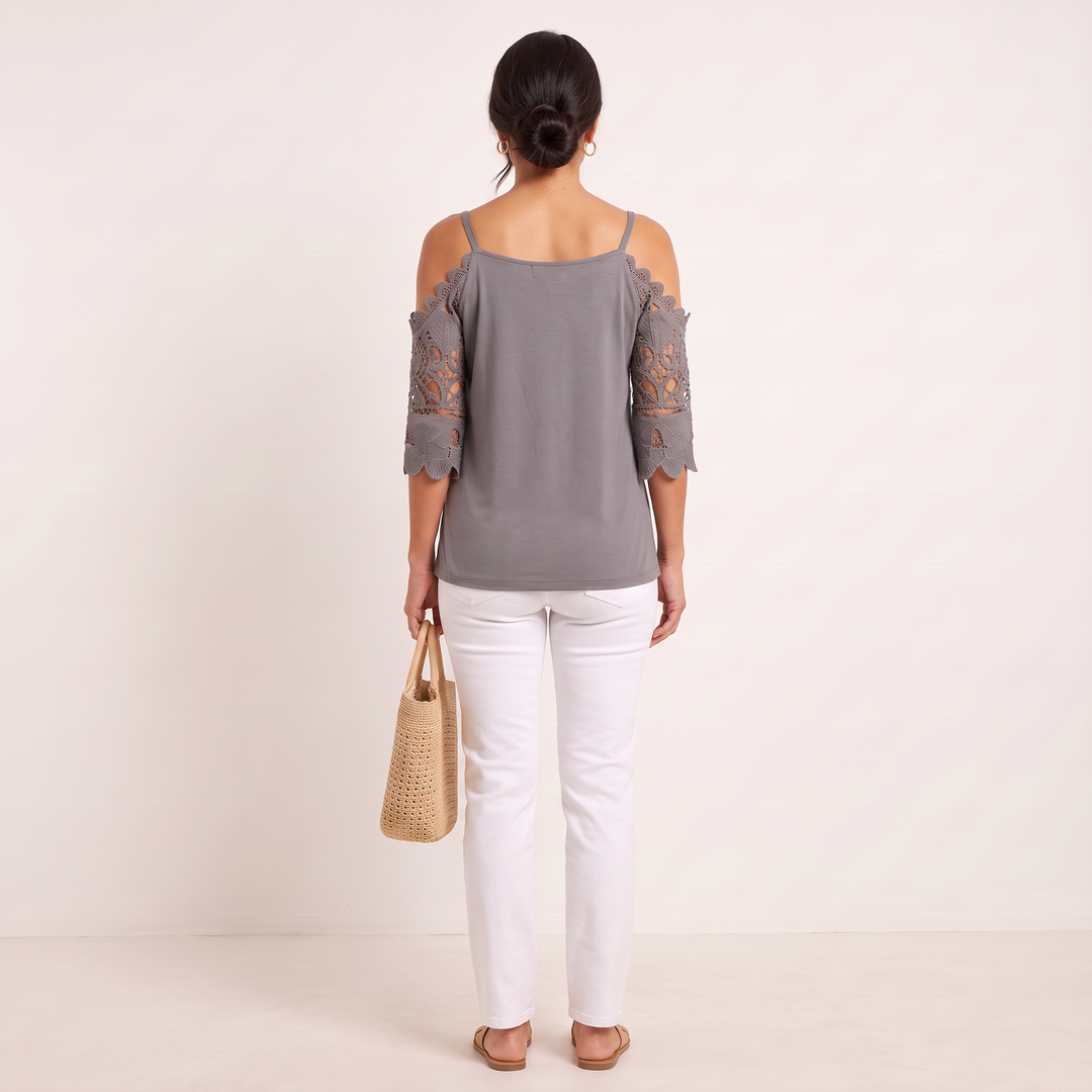 Noelle Off-Shoulder Top Grey back