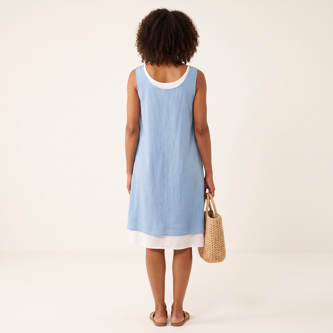 Sofia Spring Dress Light Blue back