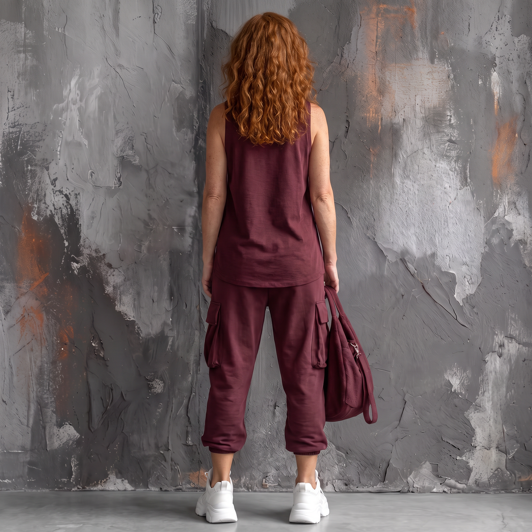 Zenara Two-Piece Set Bordeaux back