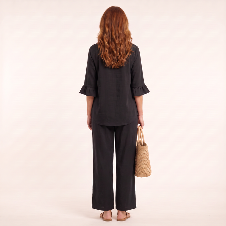Elodie Ruffle Set Black back