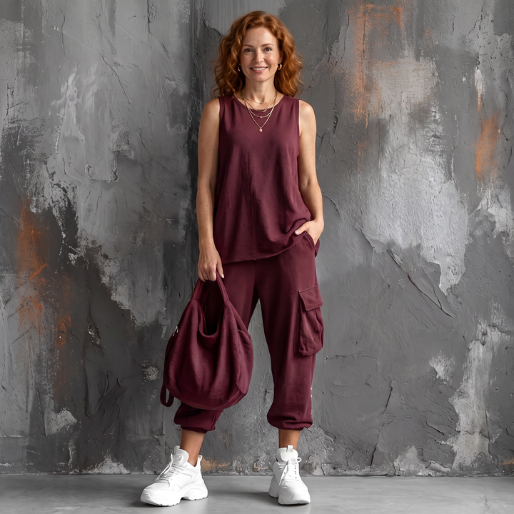 Zenara Two-Piece Set Bordeaux front
