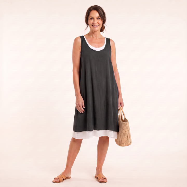Sofia Spring Dress Black front